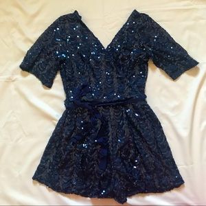 V neck Sequin rompers